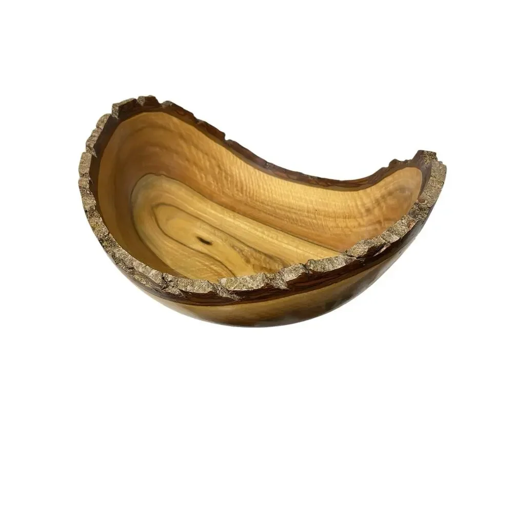 Hand Carved English Walnut Live Edge Bowl Signed Carl Ruhle